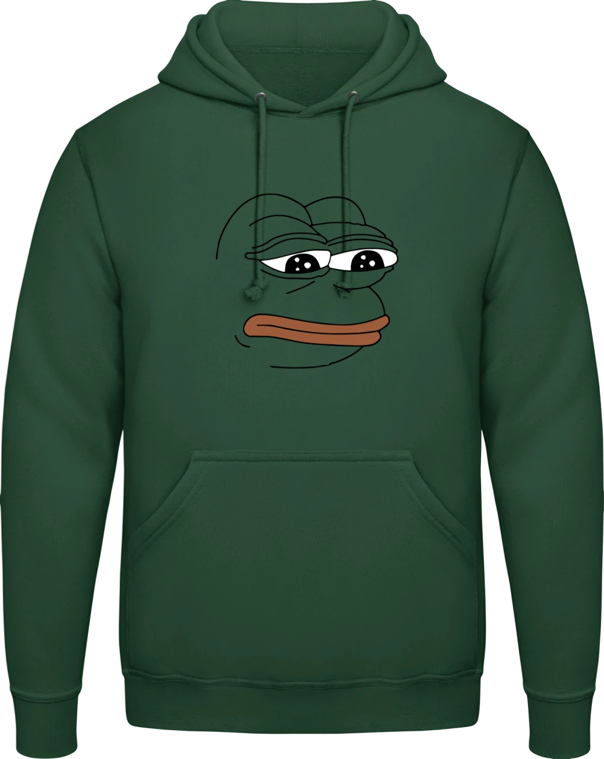 Pepe the Frog Meme - Bottle Green AWDis man hoodie - Front