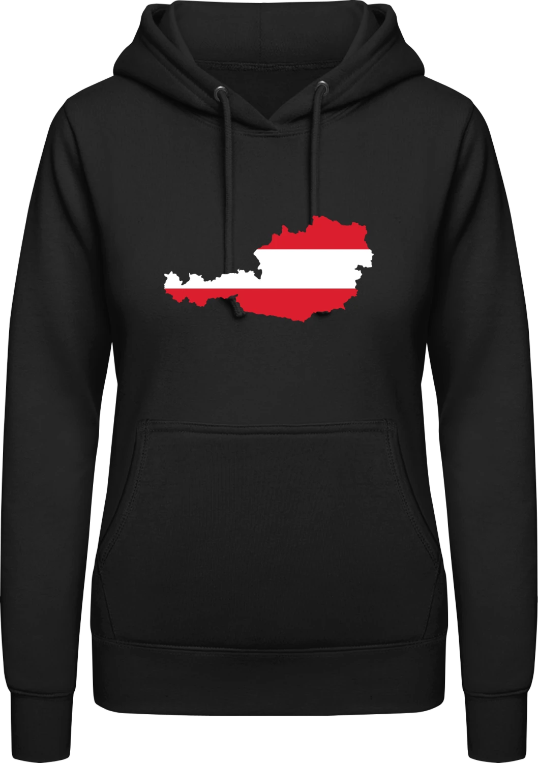 Austria Map - Black AWDis ladies hoodie - Front