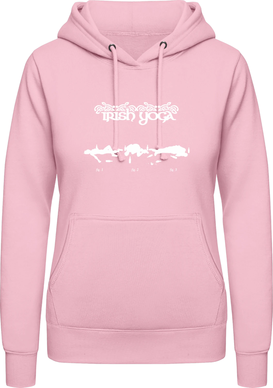 Irish Yoga - Baby pink AWDis ladies hoodie - Front