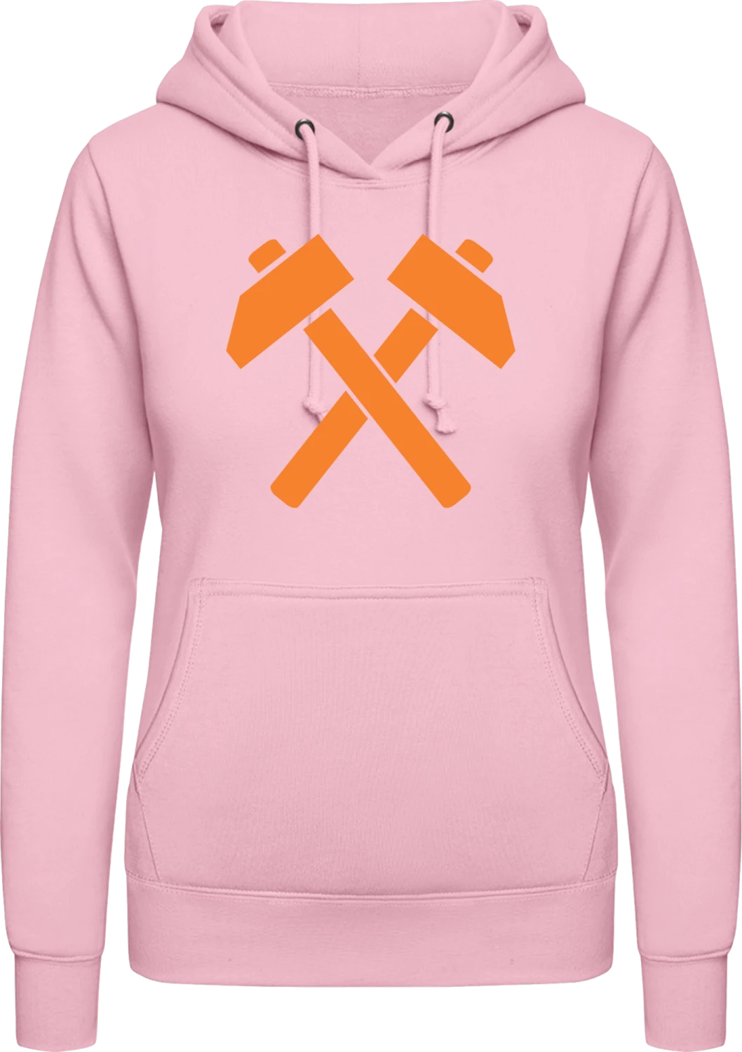 Crossed Hammers - Baby pink AWDis ladies hoodie - Front