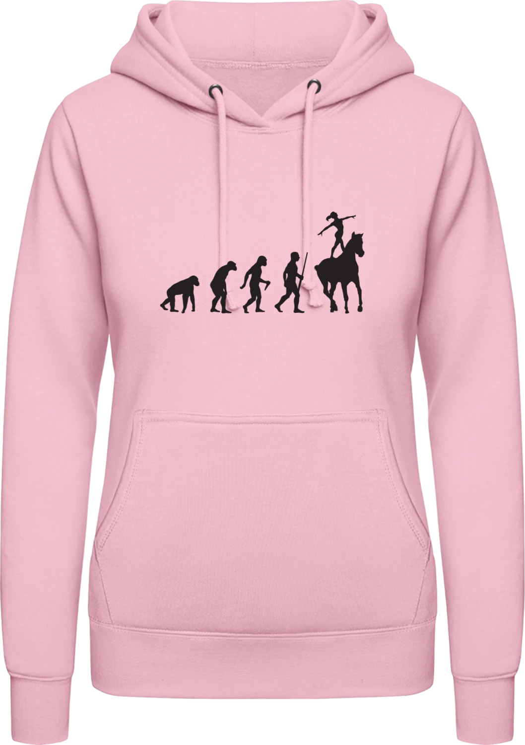 Vaulting Evolution - Baby pink AWDis ladies hoodie - Front