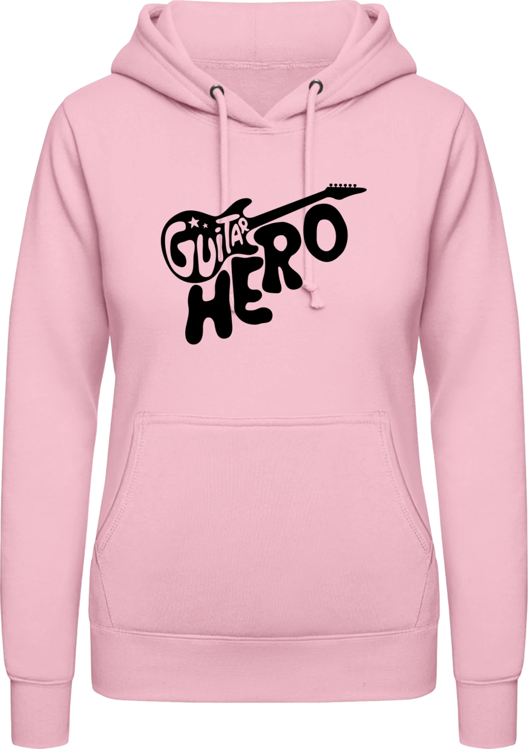 Guitar Hero Logo - Baby pink AWDis ladies hoodie - Front