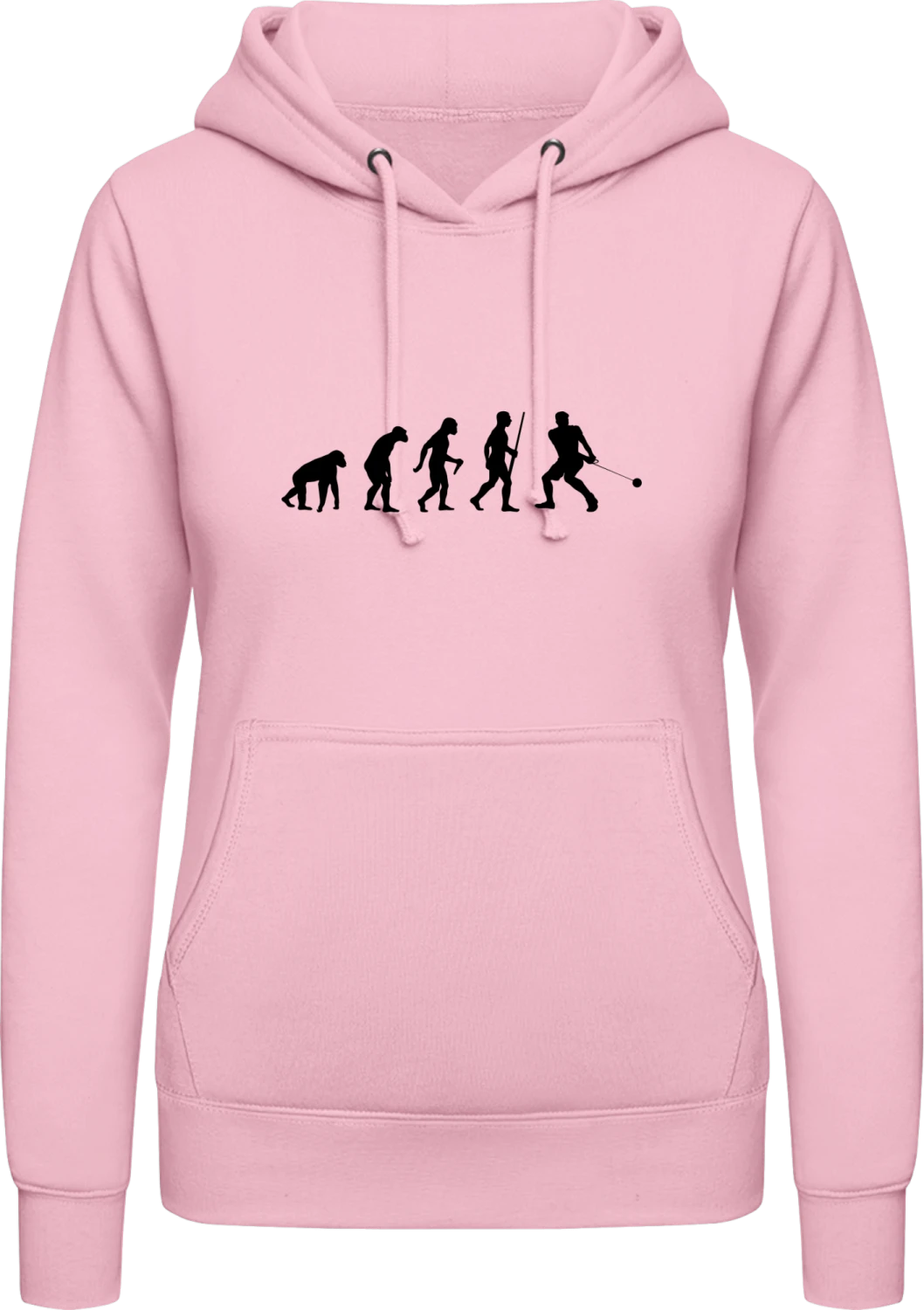 Hammer Throw Evolution - Baby pink AWDis ladies hoodie - Front