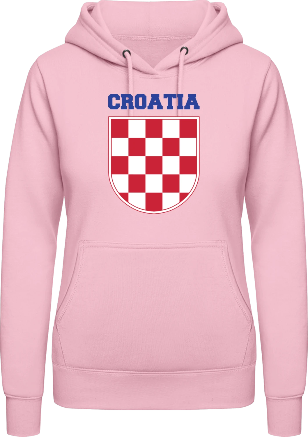 Croatia Flag Shield - Baby pink AWDis ladies hoodie - Front