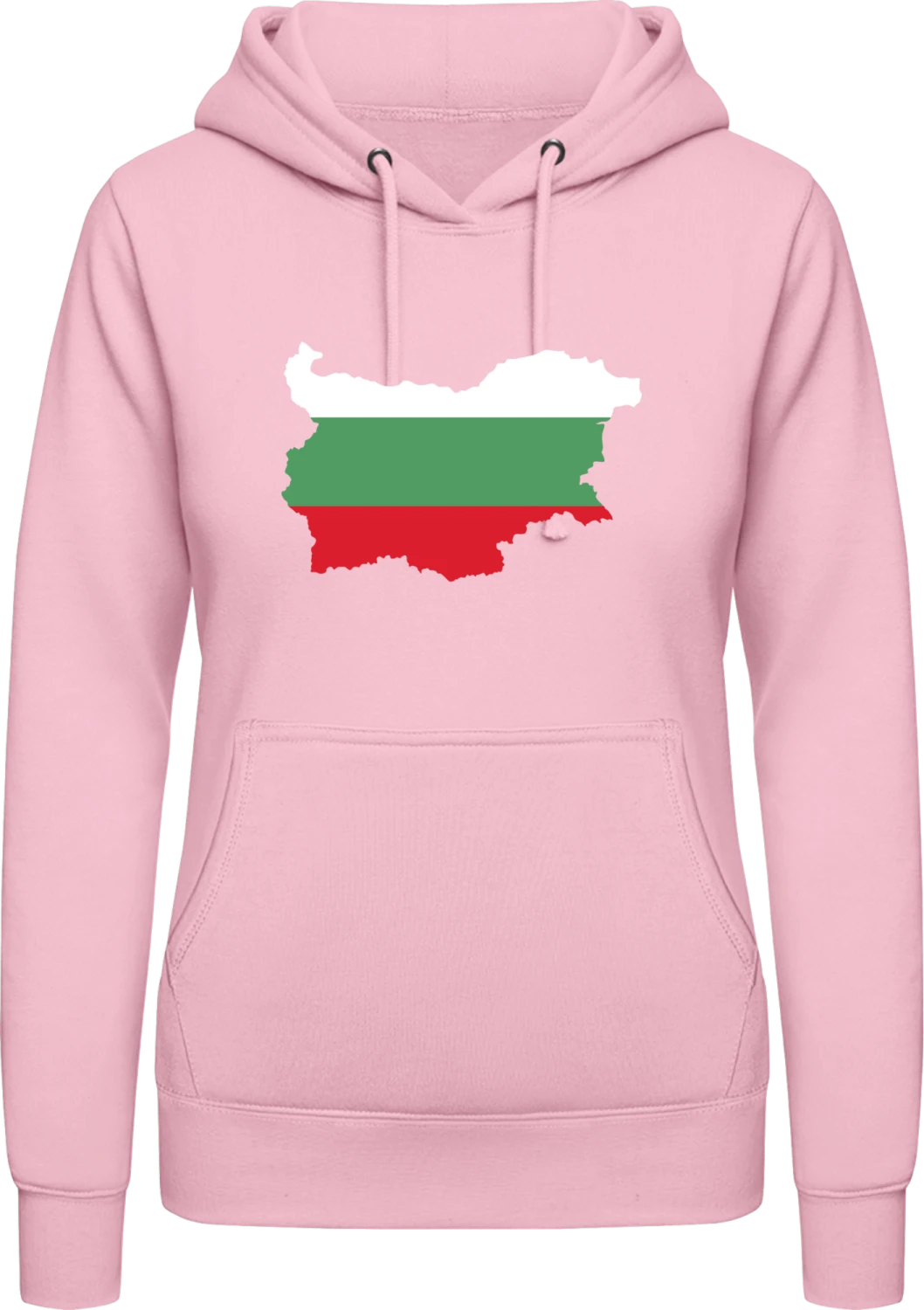 Bulgaria Map - Baby pink AWDis ladies hoodie - Front