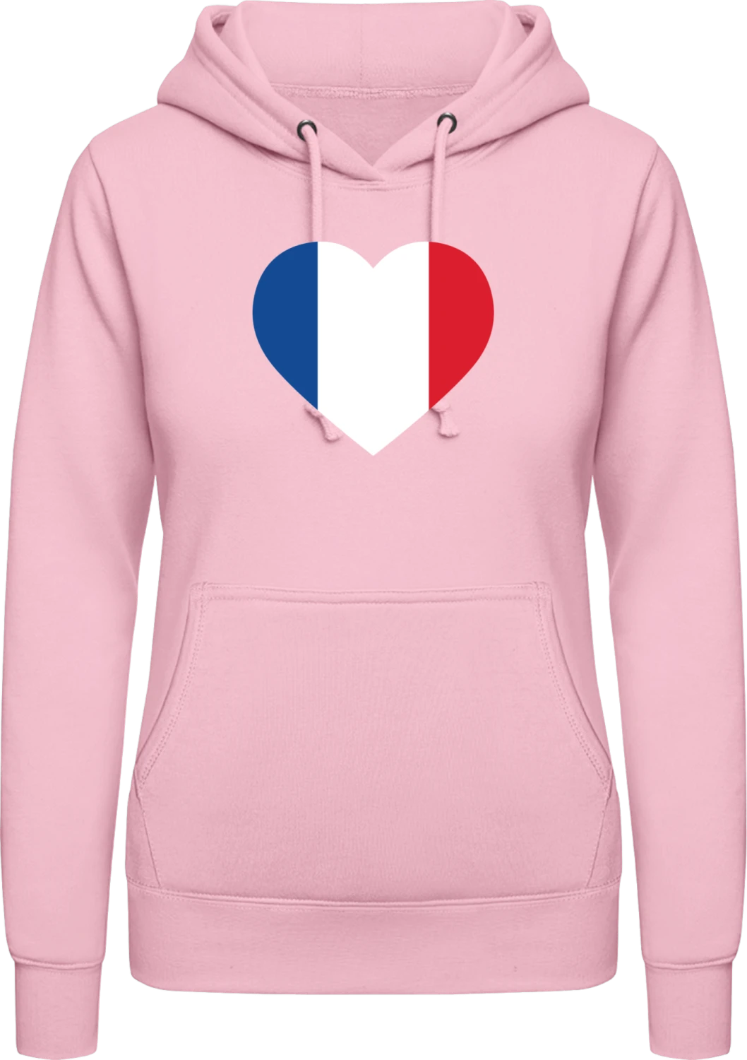 France Heart - Baby pink AWDis ladies hoodie - Front