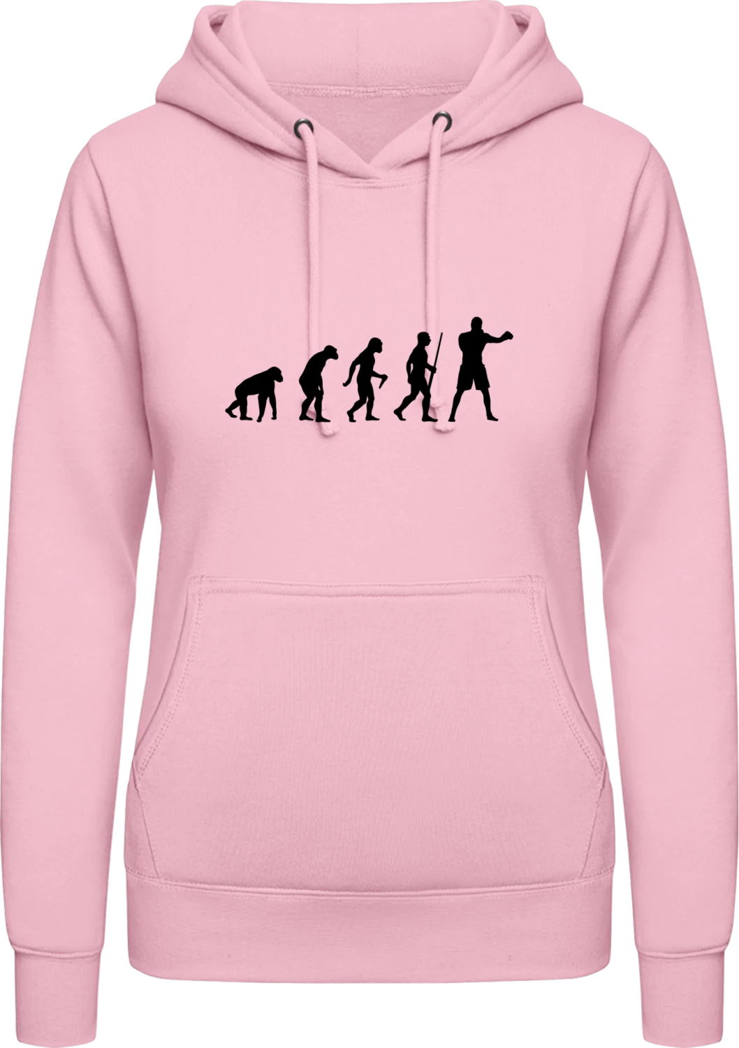 Boxer Evolution - Baby pink AWDis ladies hoodie - Front