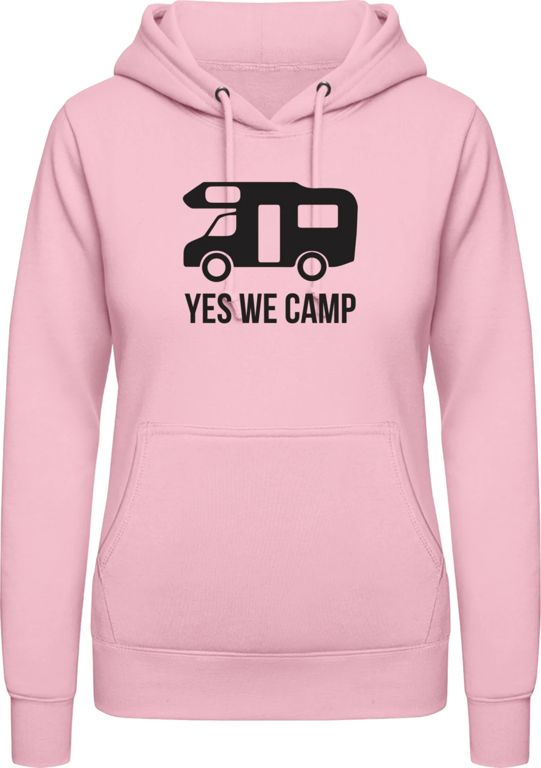 Yes We Camp - Baby pink AWDis ladies hoodie - Front