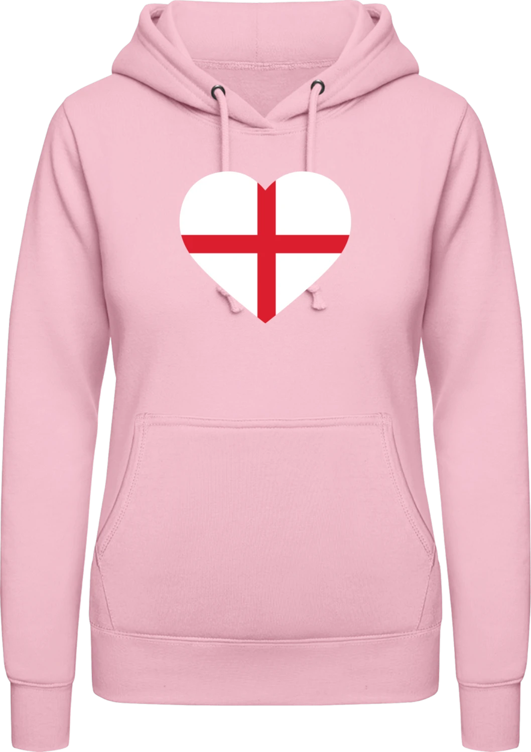 England Heart Flag - Baby pink AWDis ladies hoodie - Front