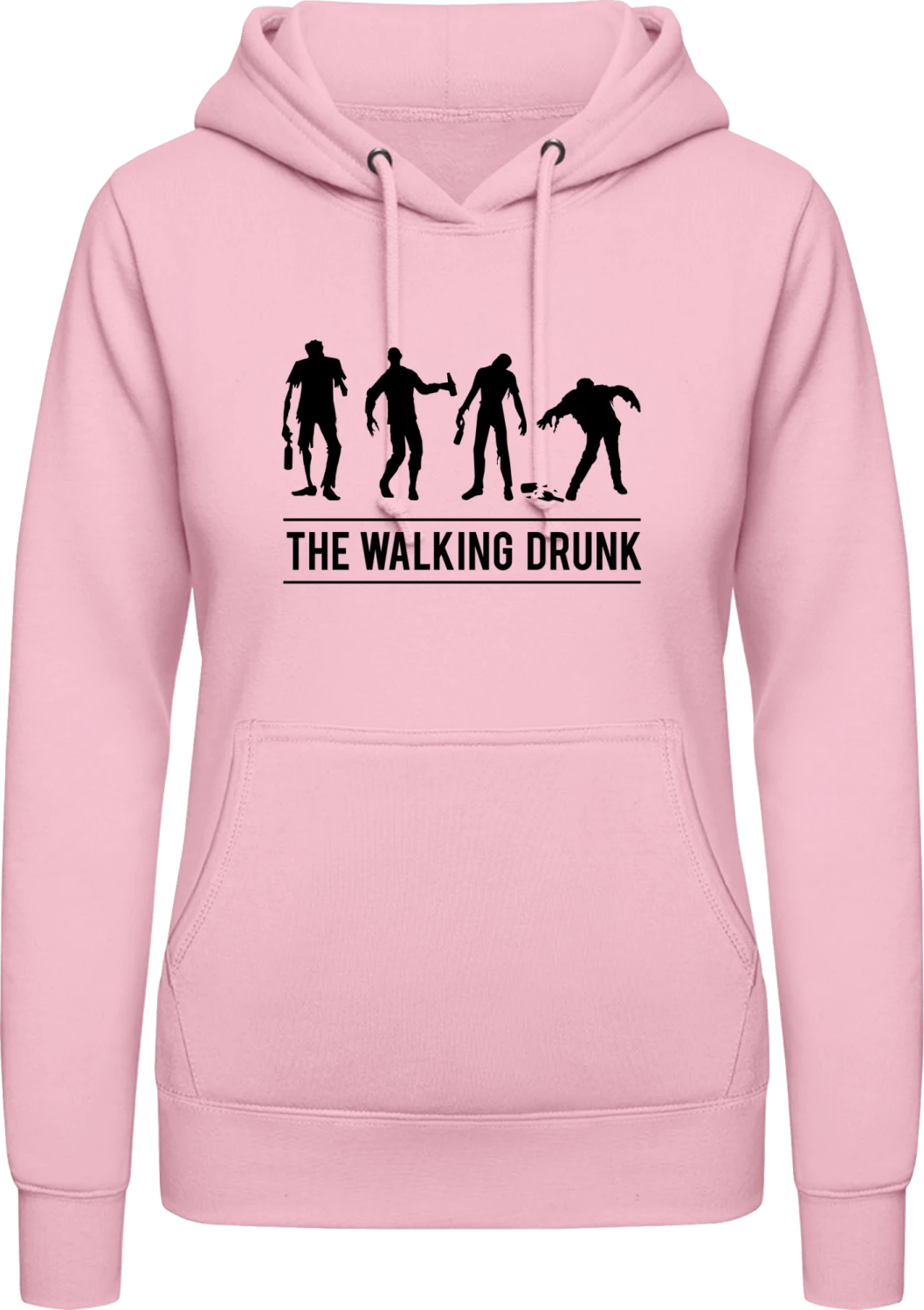 Drunk Party Zombies - Baby pink AWDis ladies hoodie - Front