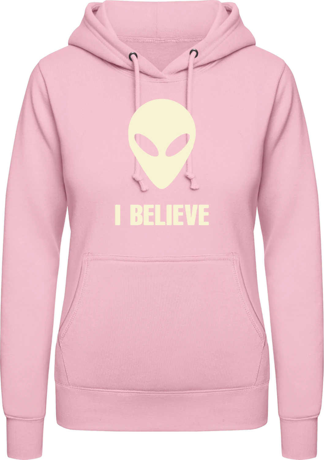 UFO Believer - Baby pink AWDis ladies hoodie - Front