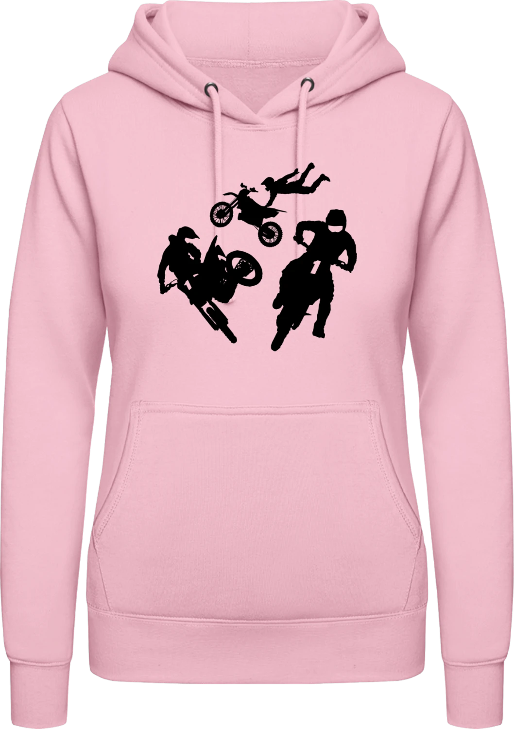 Motocross Bike - Baby pink AWDis ladies hoodie - Front