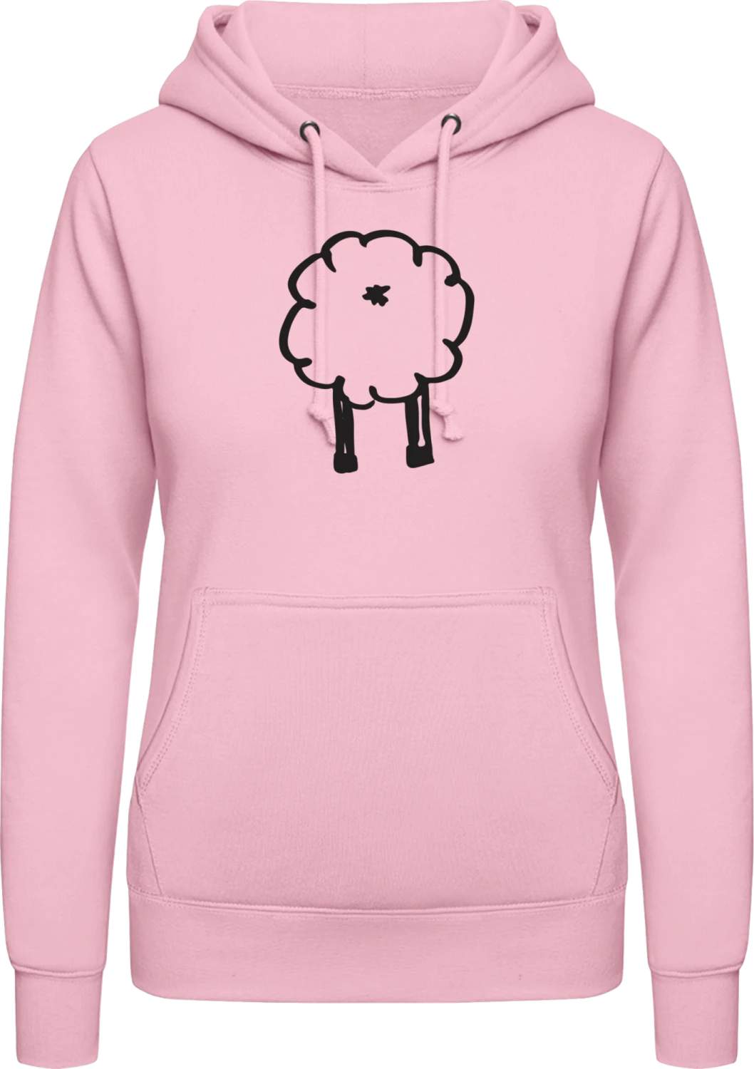 Sheep From Behind - Baby pink AWDis ladies hoodie - Front