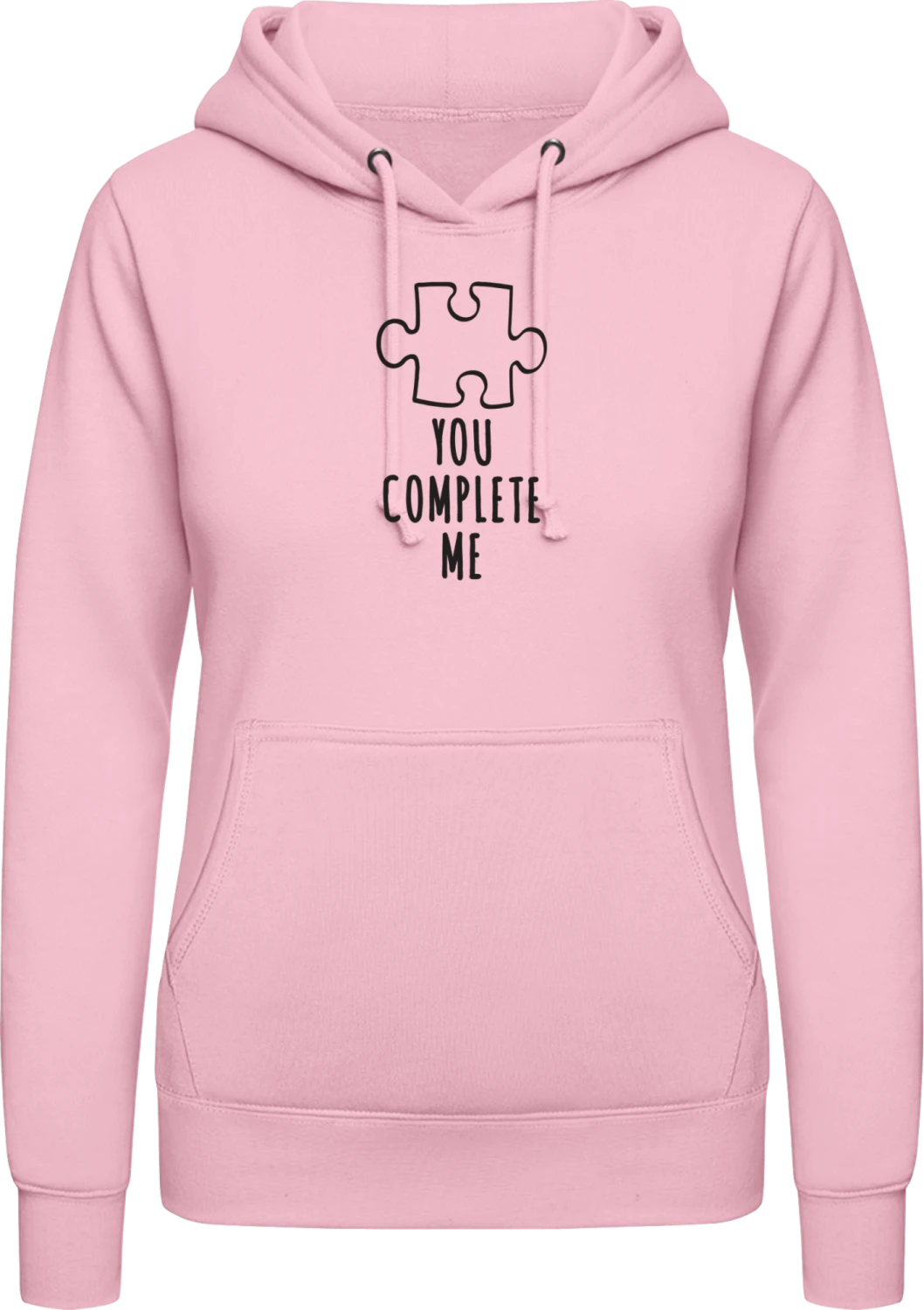 You Complete Me - Baby pink AWDis ladies hoodie - Front