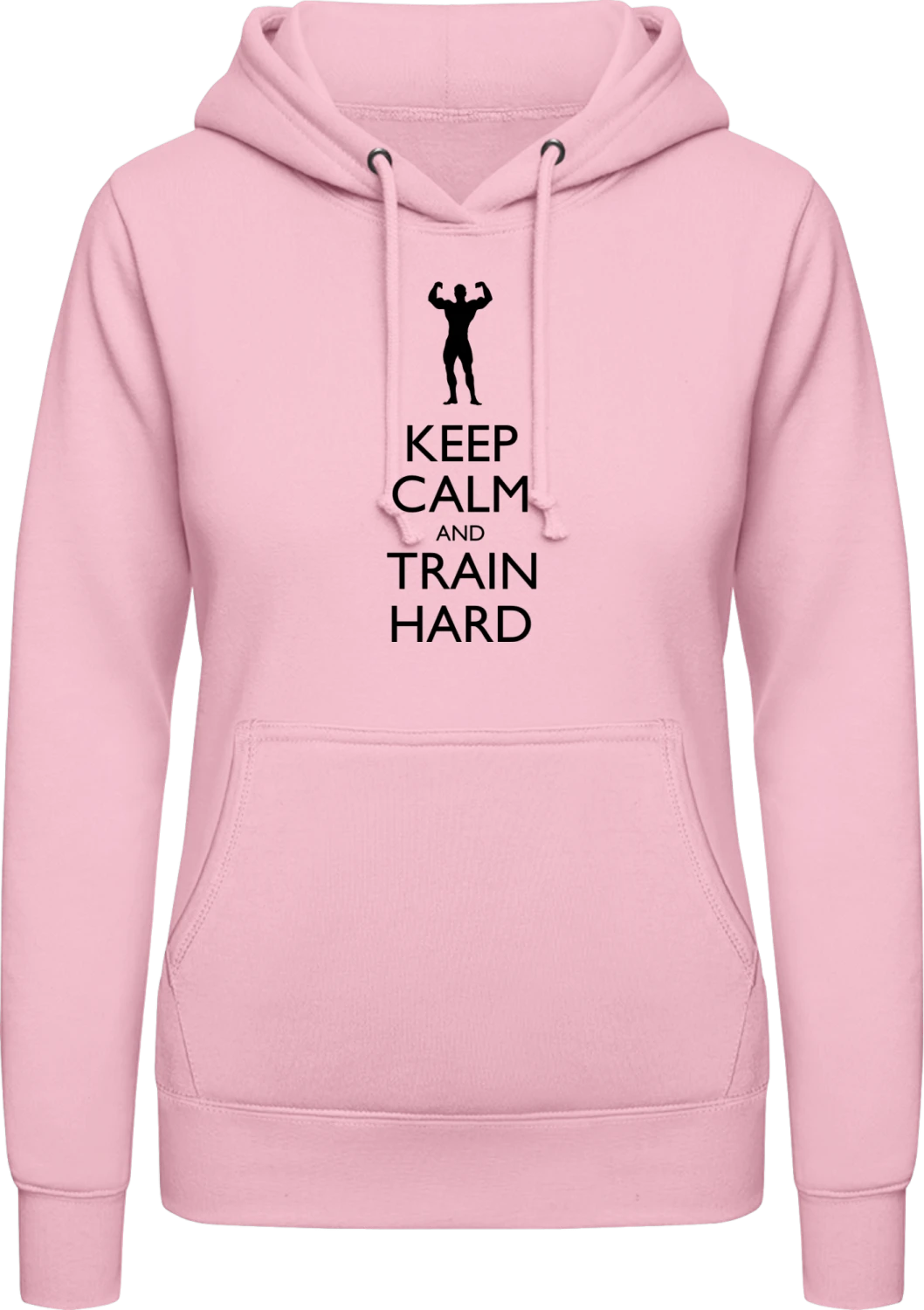 Keep Calm and Train Hard - Baby pink AWDis ladies hoodie - Front