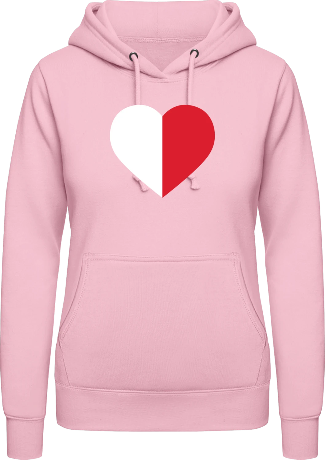 Malta Heart Flag - Baby pink AWDis ladies hoodie - Front