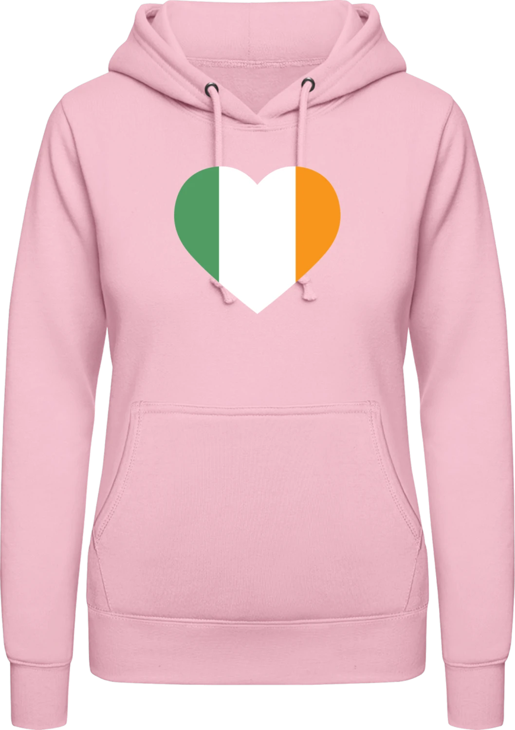 Ireland Heart - Baby pink AWDis ladies hoodie - Front