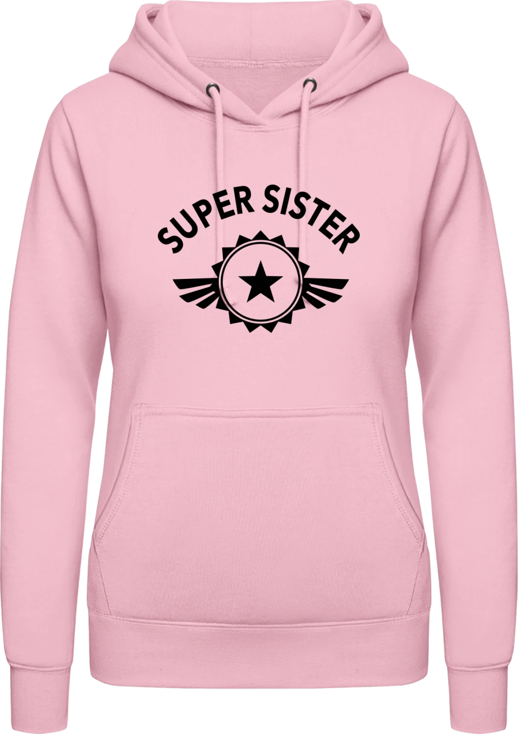 Super Sister - Baby pink AWDis ladies hoodie - Front