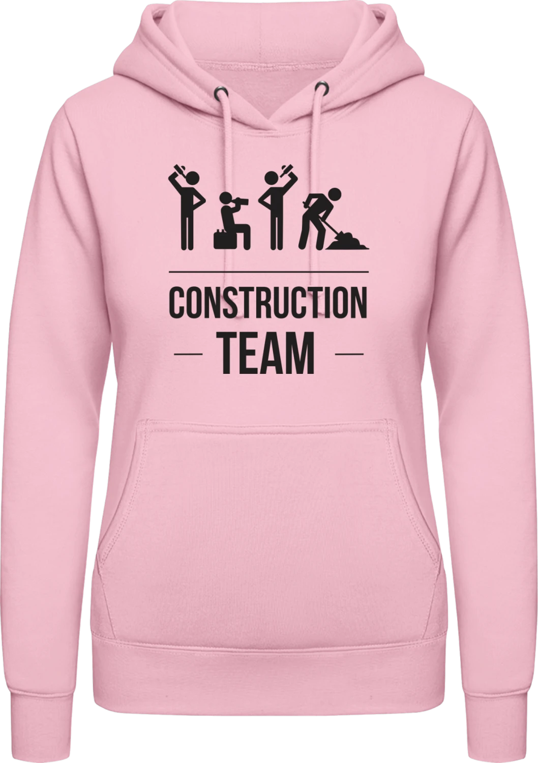 Construction Team - Baby pink AWDis ladies hoodie - Front