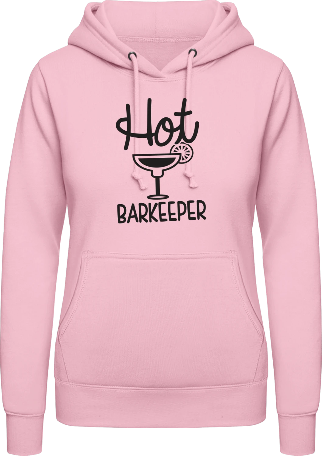 Hot Barkeeper - Baby pink AWDis ladies hoodie - Front