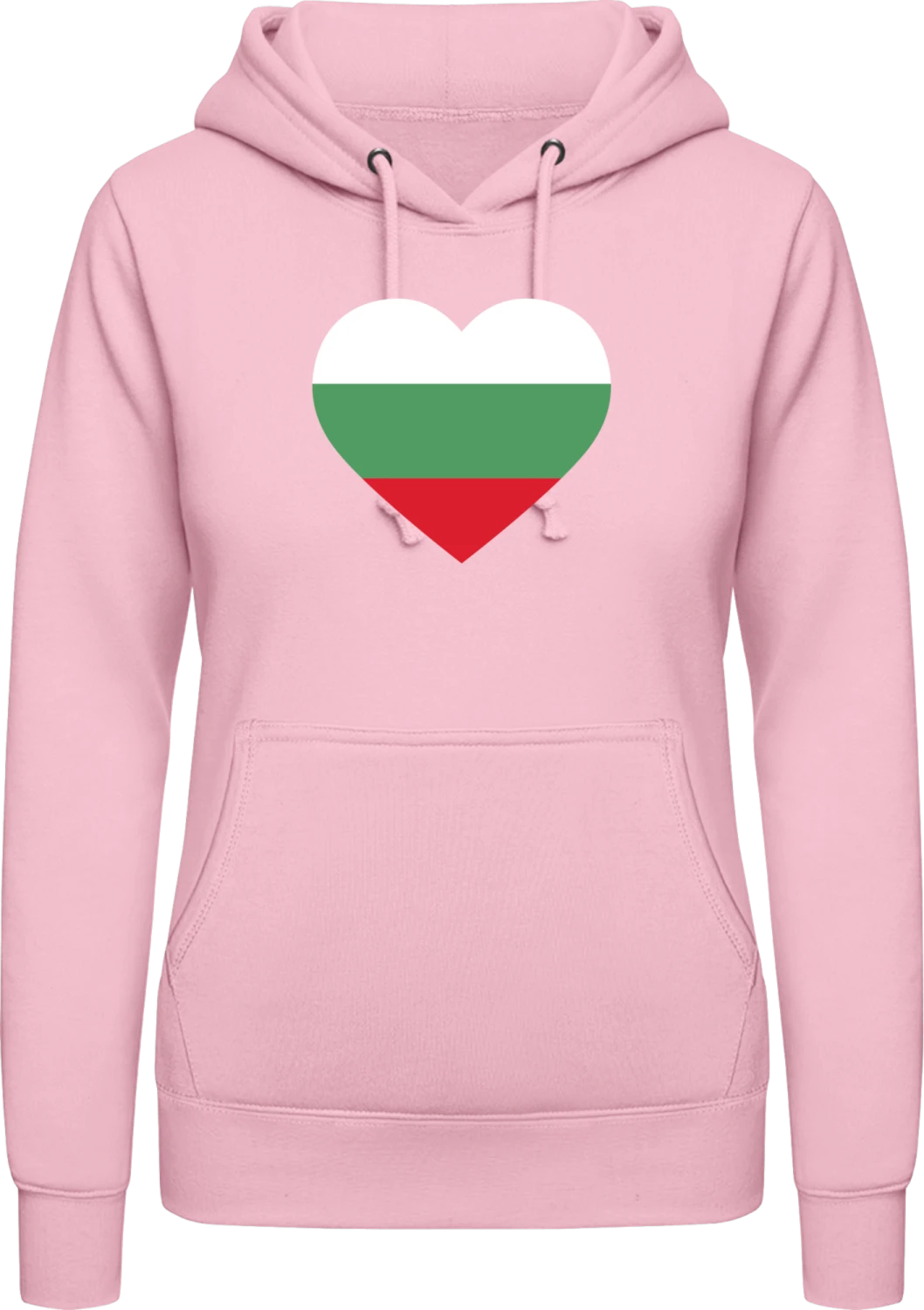 Bulgaria Heart - Baby pink AWDis ladies hoodie - Front