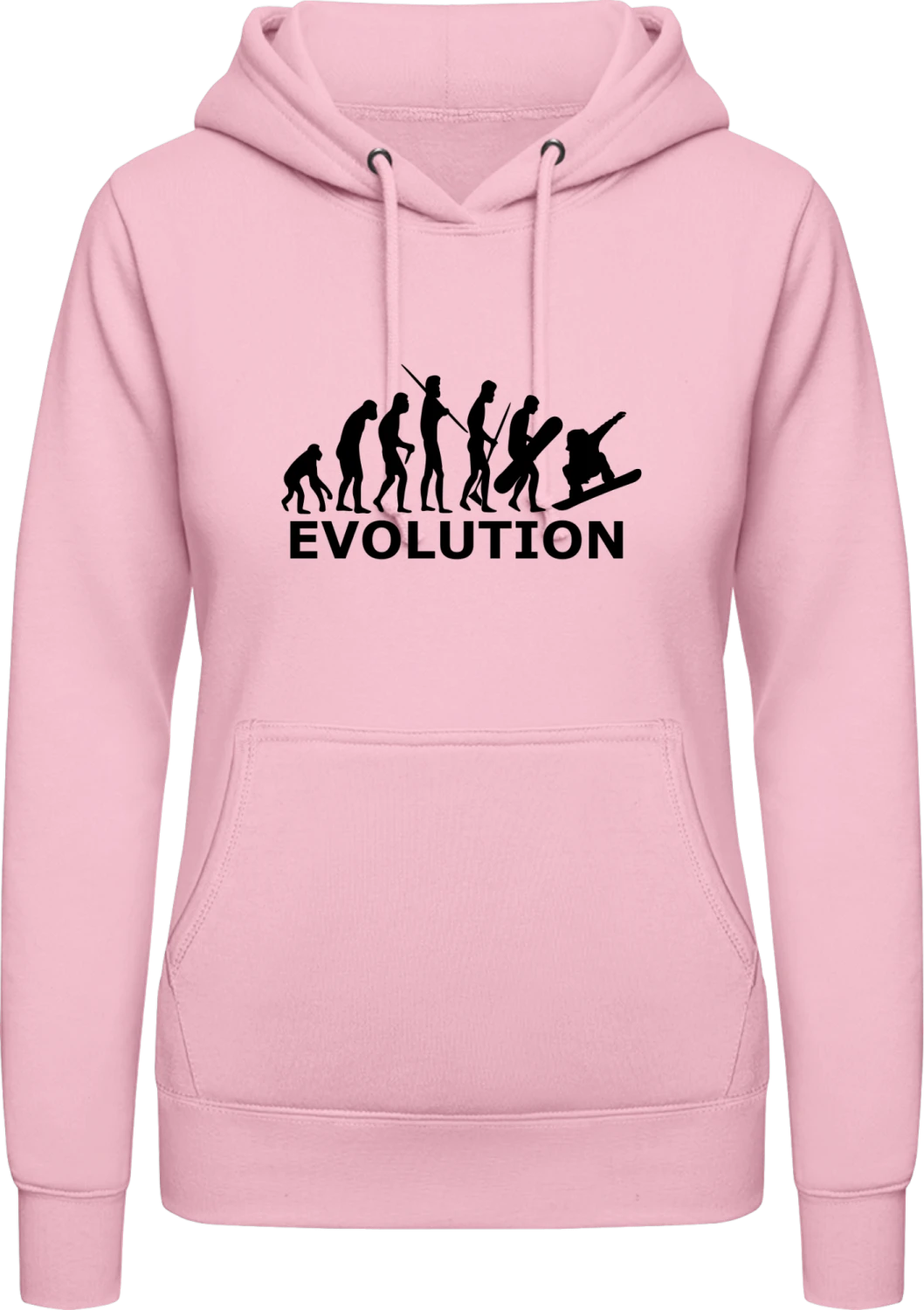 Snowboard Evolution - Baby pink AWDis ladies hoodie - Front