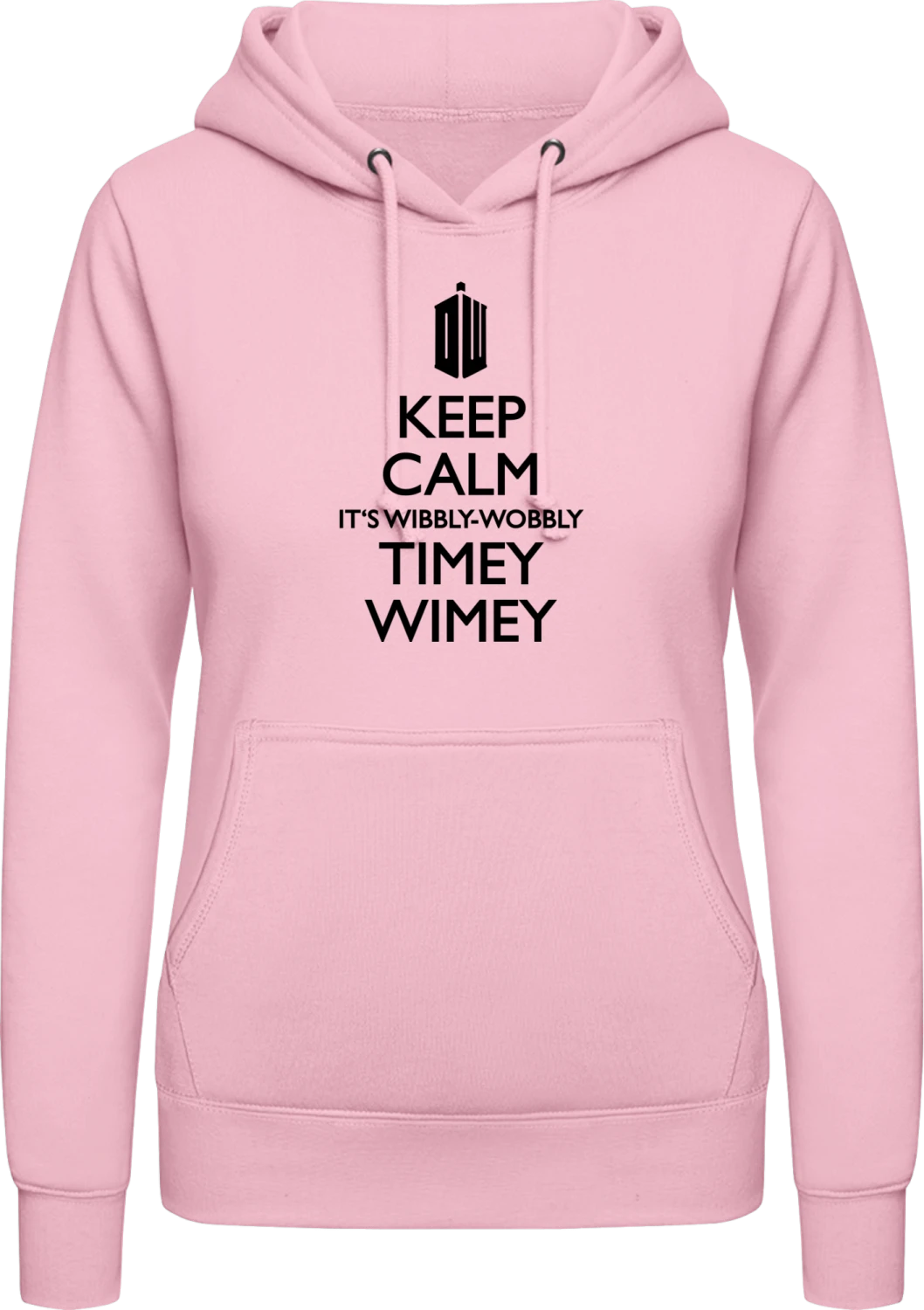 Timey Wimey - Baby pink AWDis ladies hoodie - Front