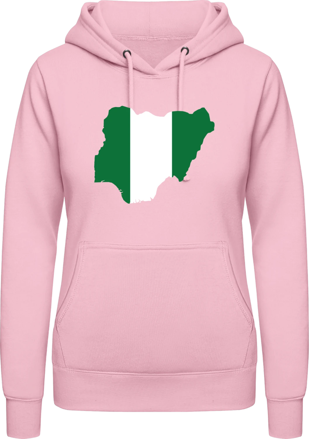 Nigeria Map Flag - Baby pink AWDis ladies hoodie - Front