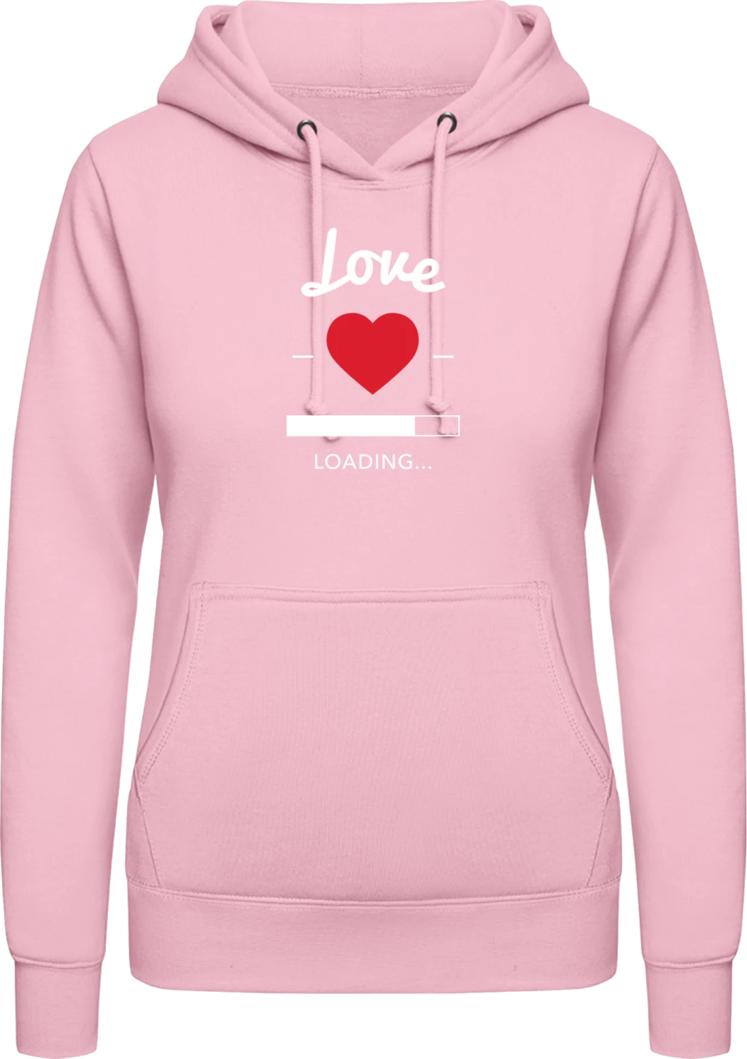 Love loading - Baby pink AWDis ladies hoodie - Front