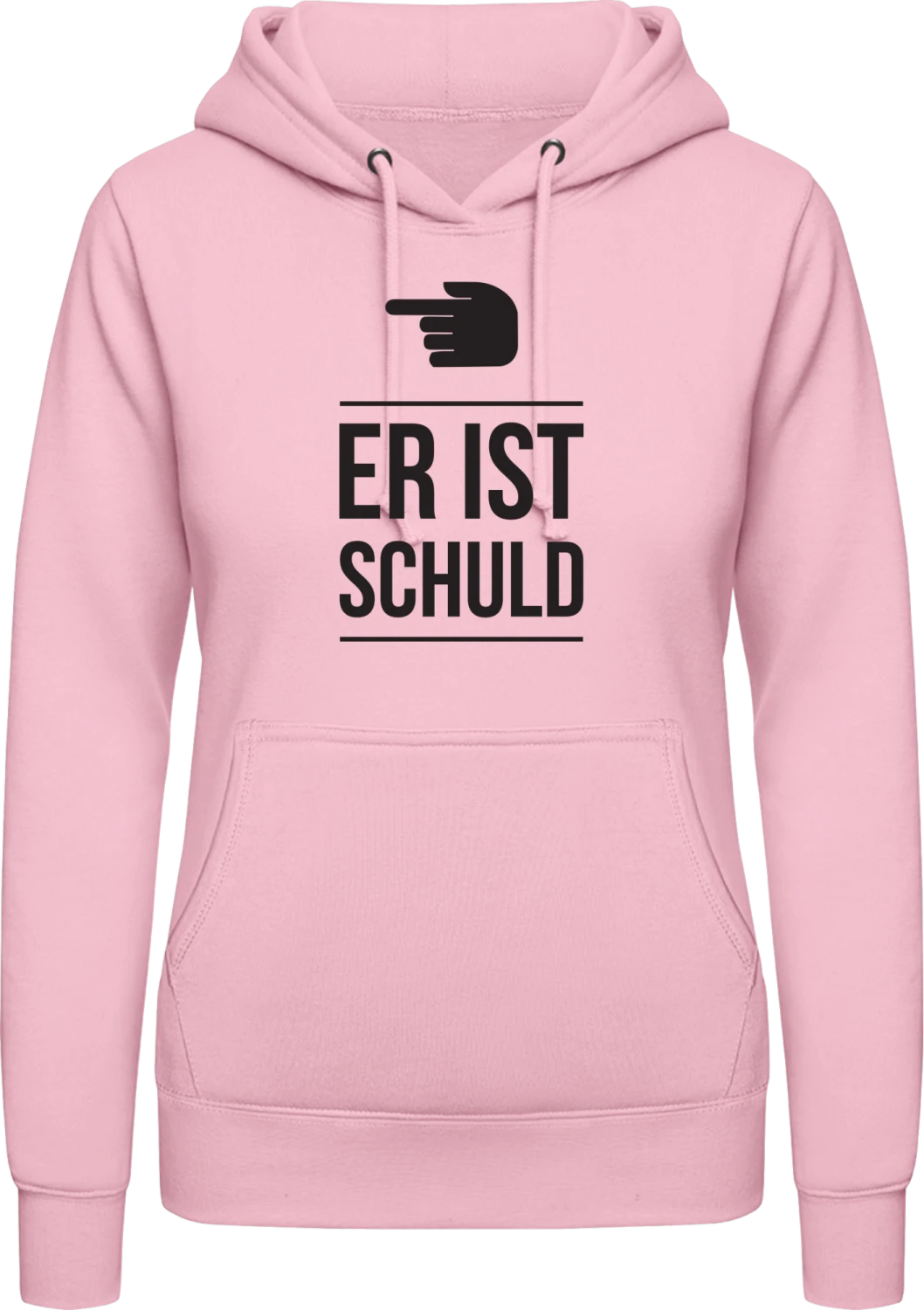 Er ist schuld - Baby pink AWDis ladies hoodie - Front