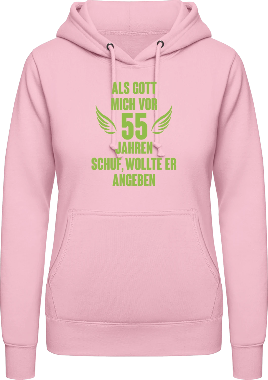 Als Gott mich vor 55 Jahren schuf - Baby pink AWDis ladies hoodie - Front