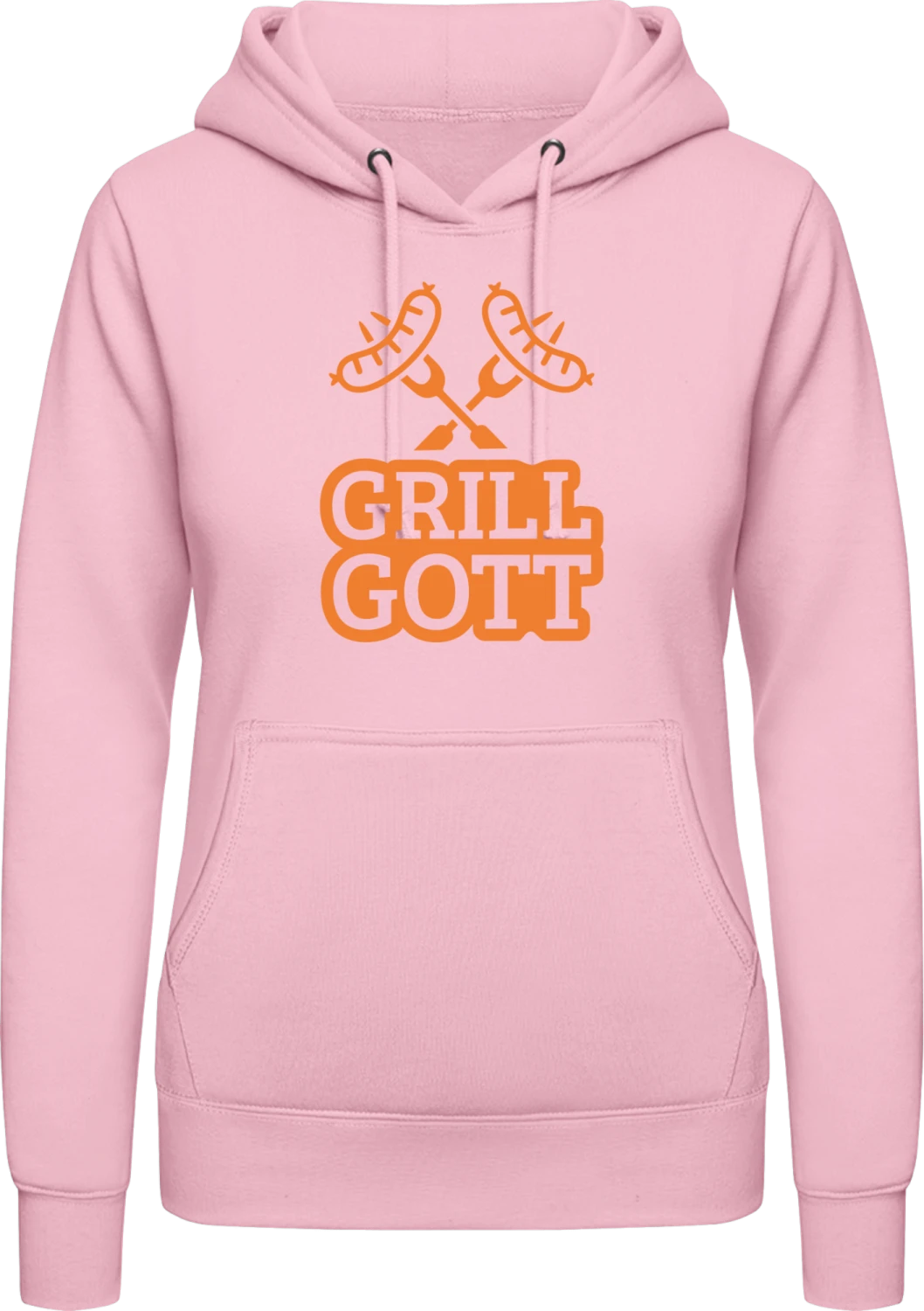 Grill Gott - Baby pink AWDis ladies hoodie - Front