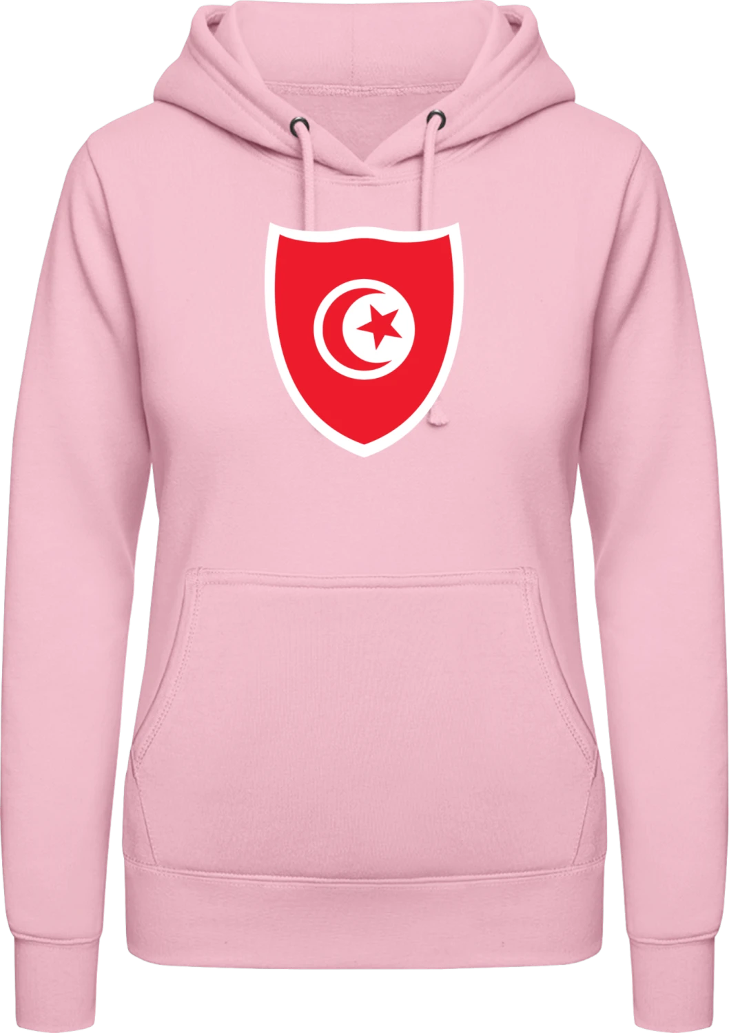 Tunisia Flag Shield - Baby pink AWDis ladies hoodie - Front