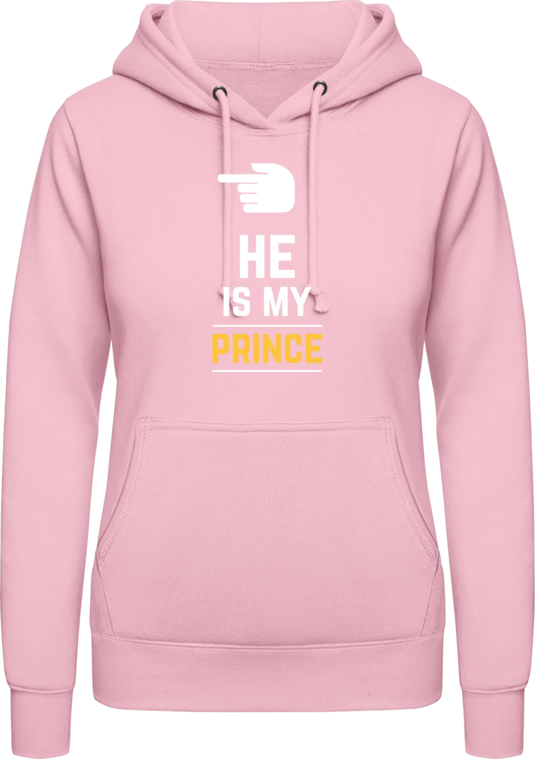 He Is My Prince - Baby pink AWDis ladies hoodie - Front