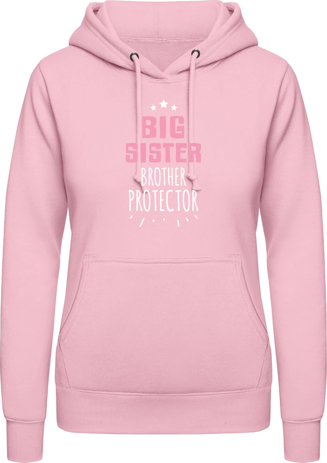 Big Sister Brother Proctector - Baby pink AWDis ladies hoodie - Front