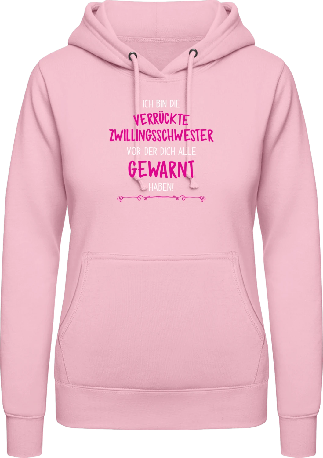 Ich bin die verrückte Zwillingsschwester - Baby pink AWDis ladies hoodie - Front