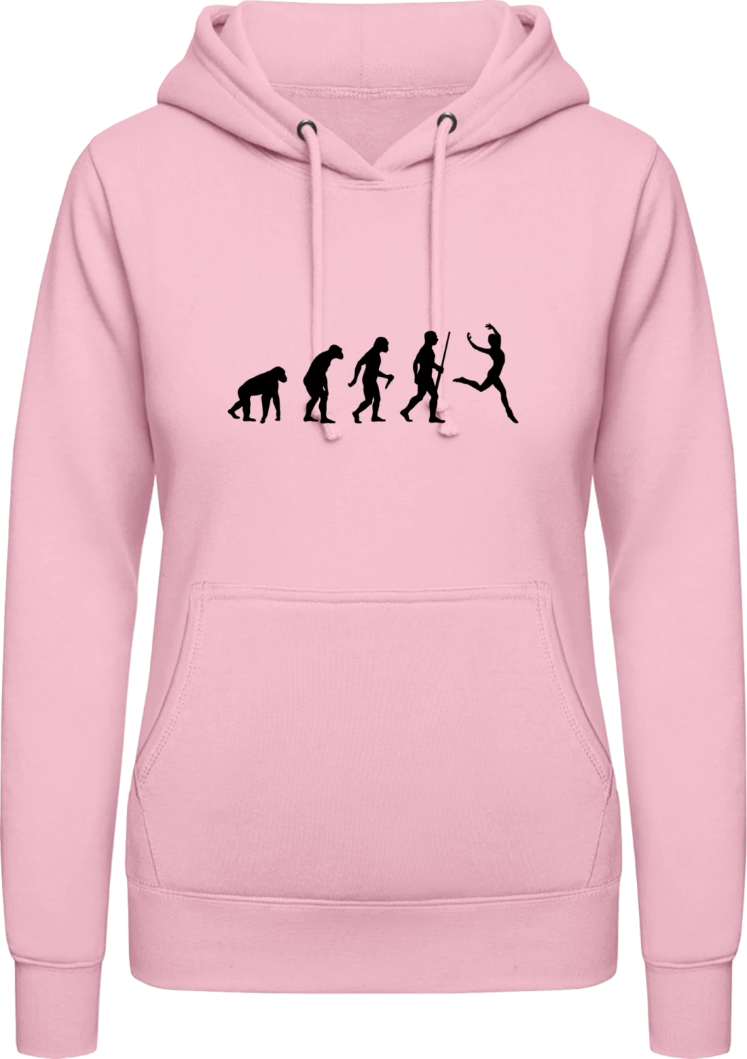 Gymnastics Evolution - Baby pink AWDis ladies hoodie - Front