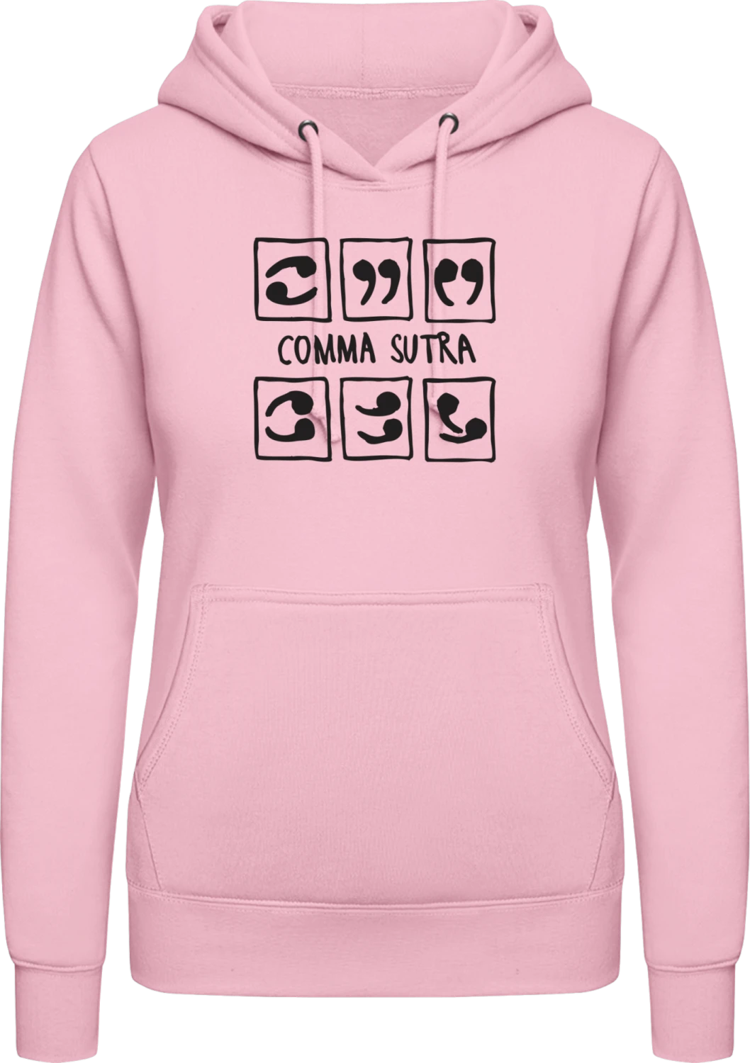 Comma Sutra - Baby pink AWDis ladies hoodie - Front