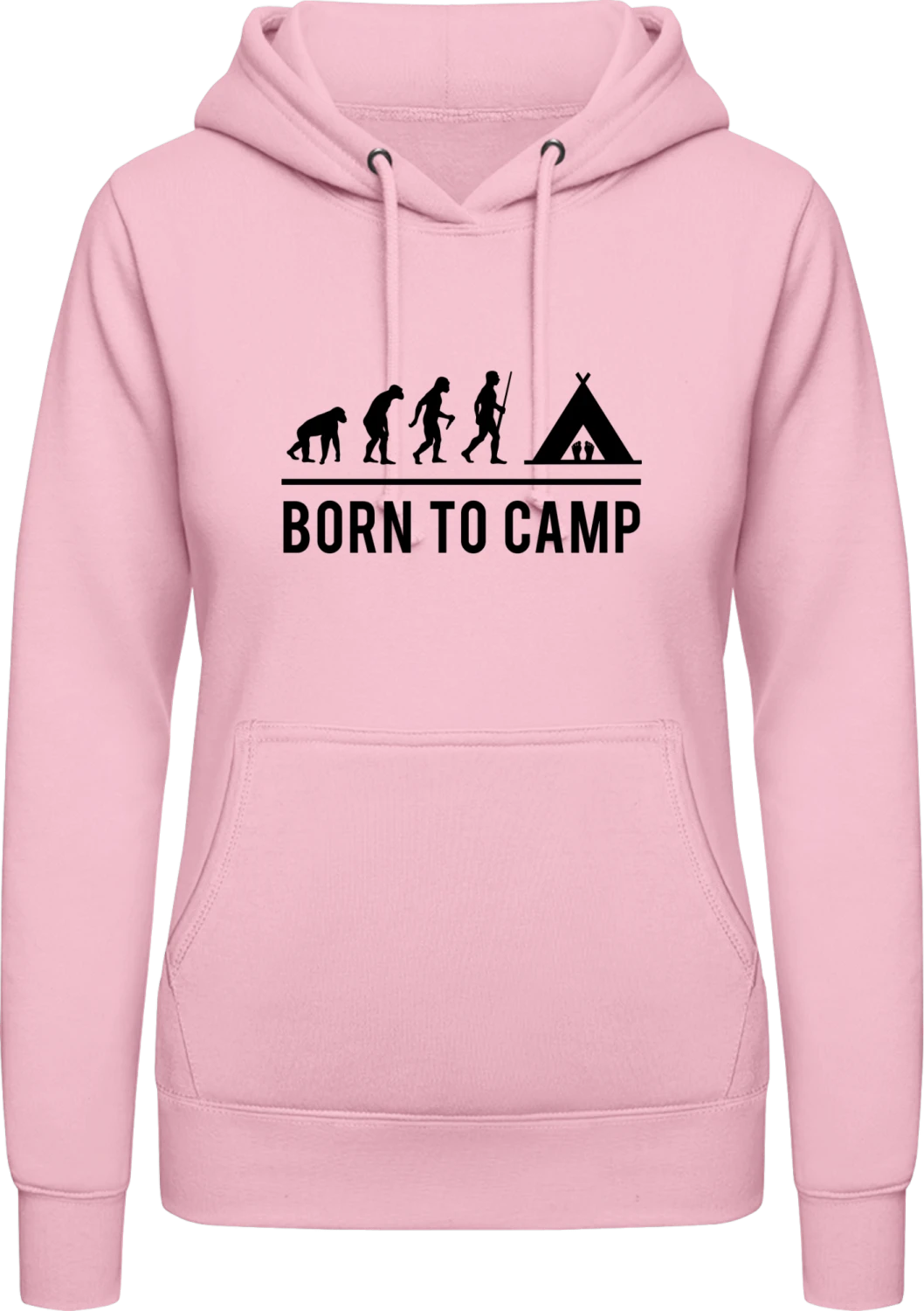 Evolution Born To Camping - Baby pink AWDis ladies hoodie - Front