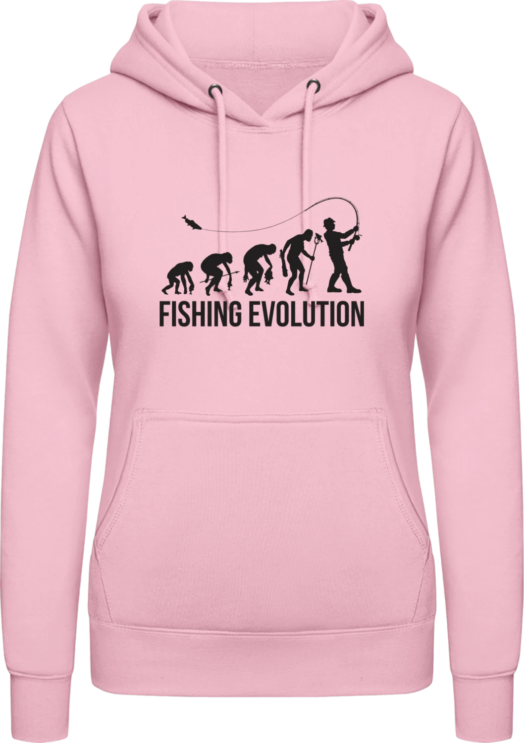 Funny Fishing - Baby pink AWDis ladies hoodie - Front