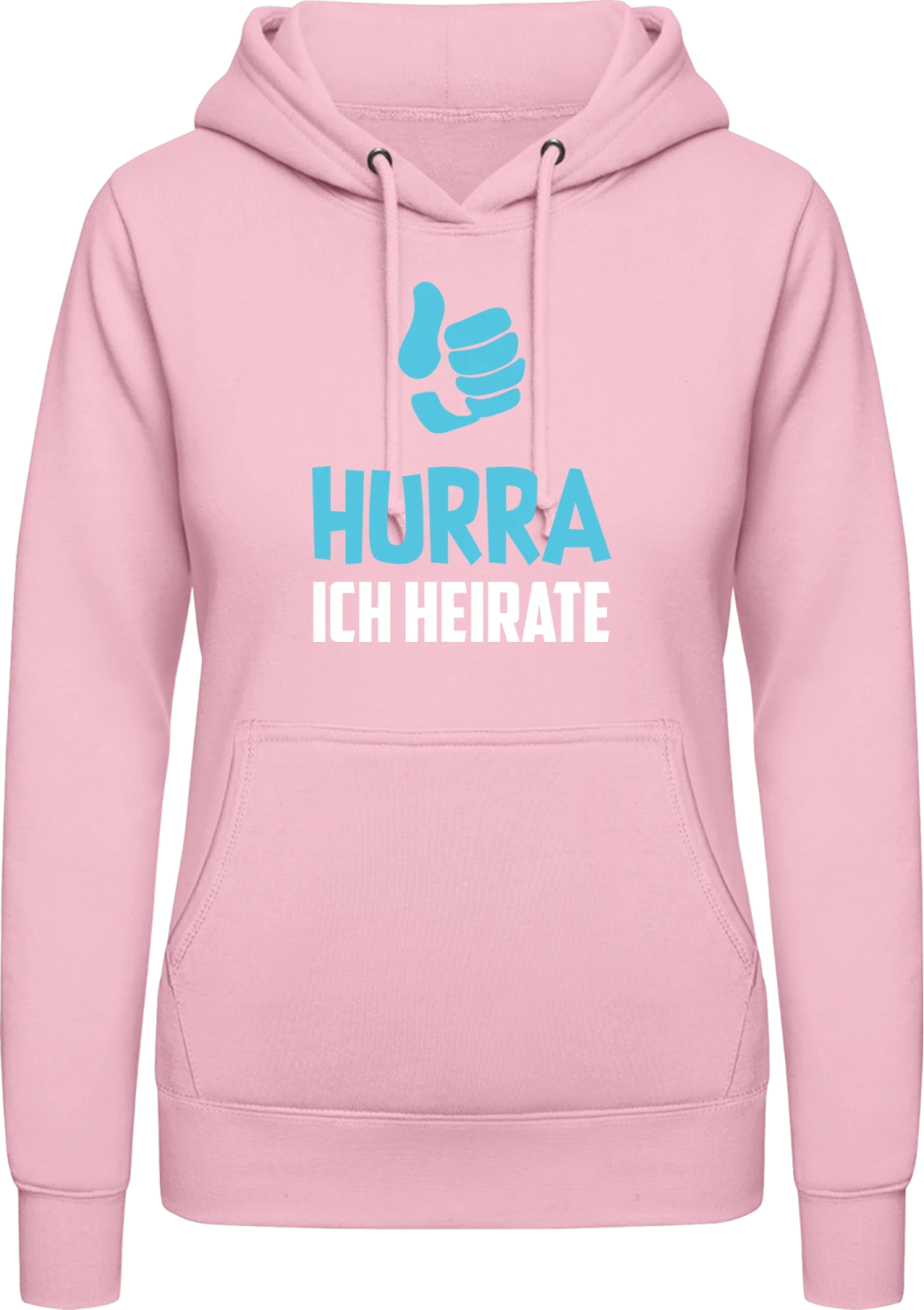 Hurra Ich heirate - Baby pink AWDis ladies hoodie - Front