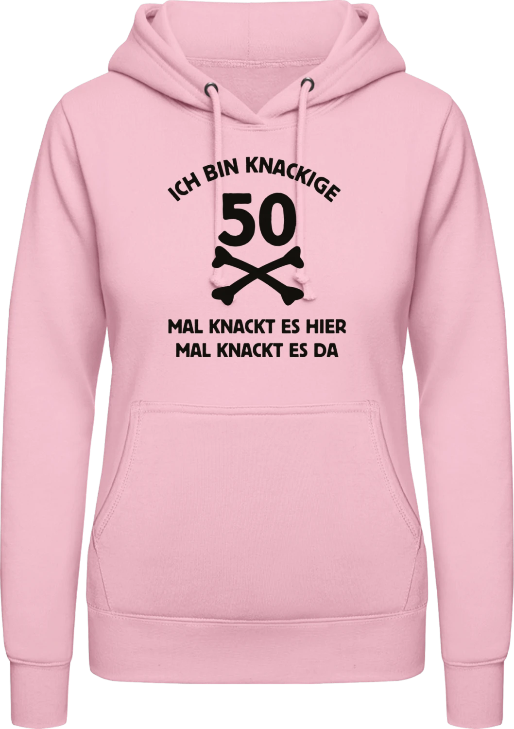 Ich bin knackige 50 mal knackt es hier... - Baby pink AWDis ladies hoodie - Front