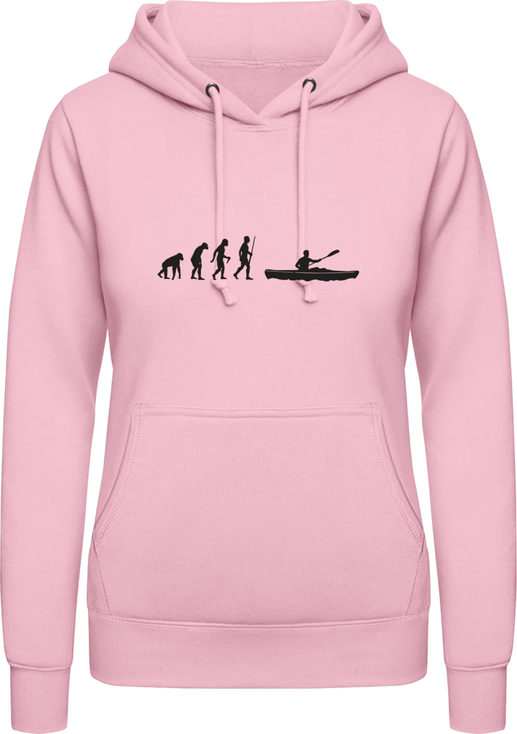 Evolution of Rafting - Baby pink AWDis ladies hoodie - Front