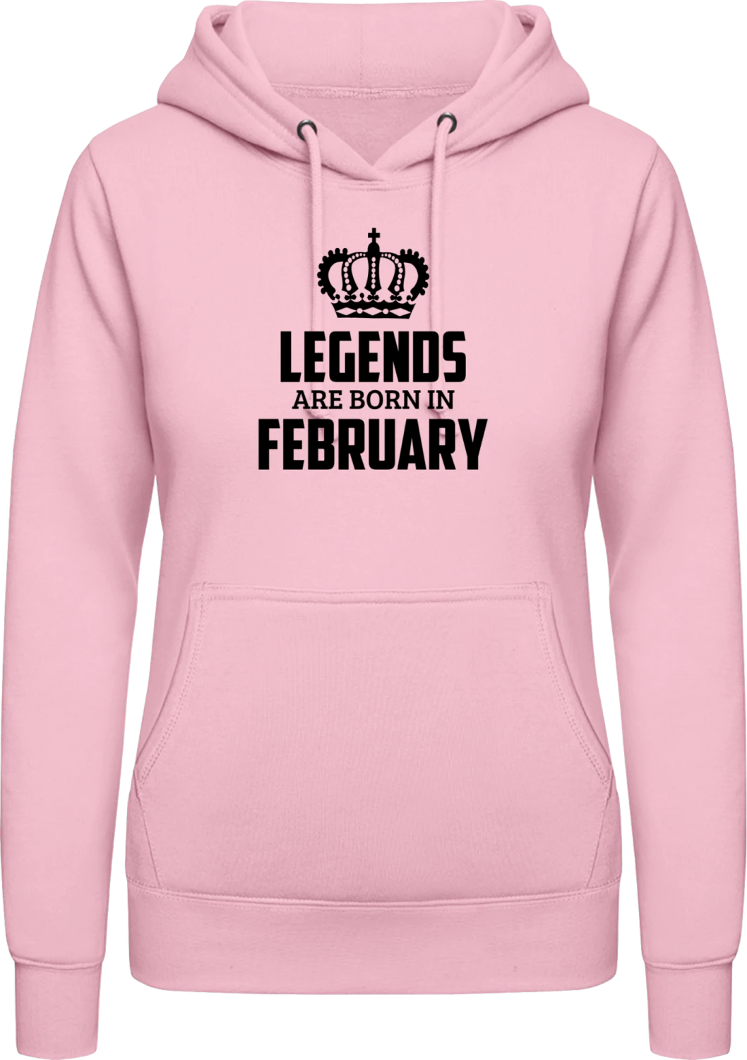 Legends Are Born In February - Baby pink AWDis ladies hoodie - Front