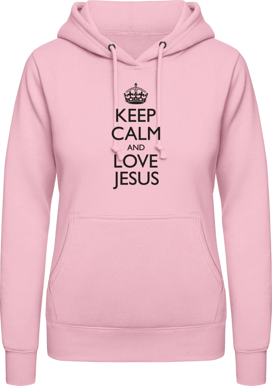 Keep Calm And Love JESUS - Baby pink AWDis ladies hoodie - Front