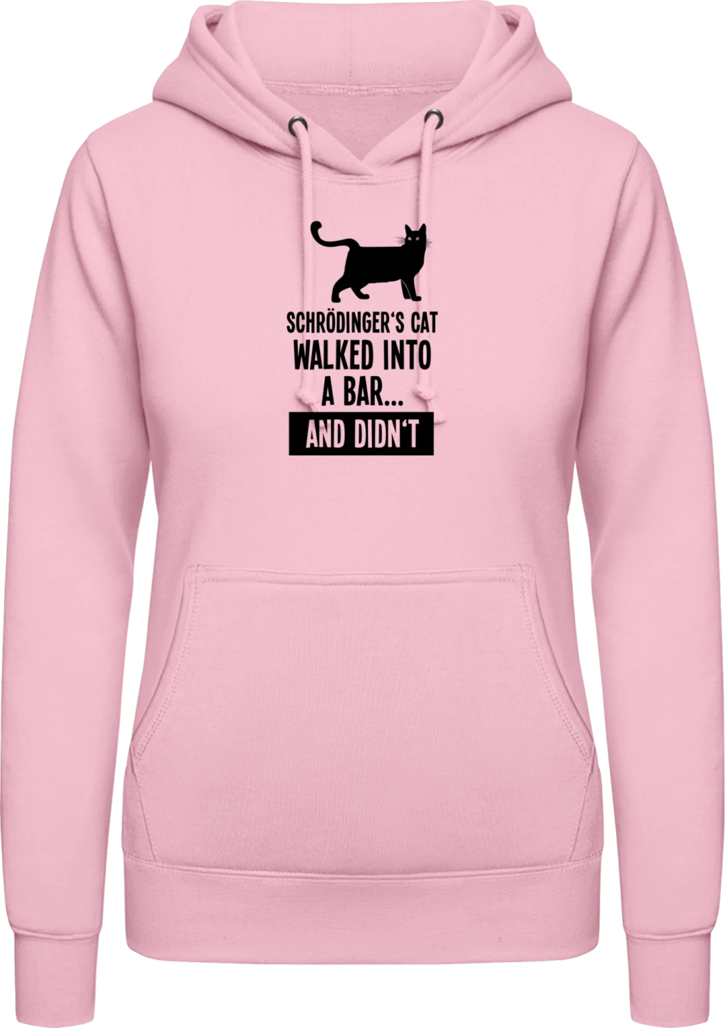 Schrödinger's Cat Walked Into A Bar - Baby pink AWDis ladies hoodie - Front