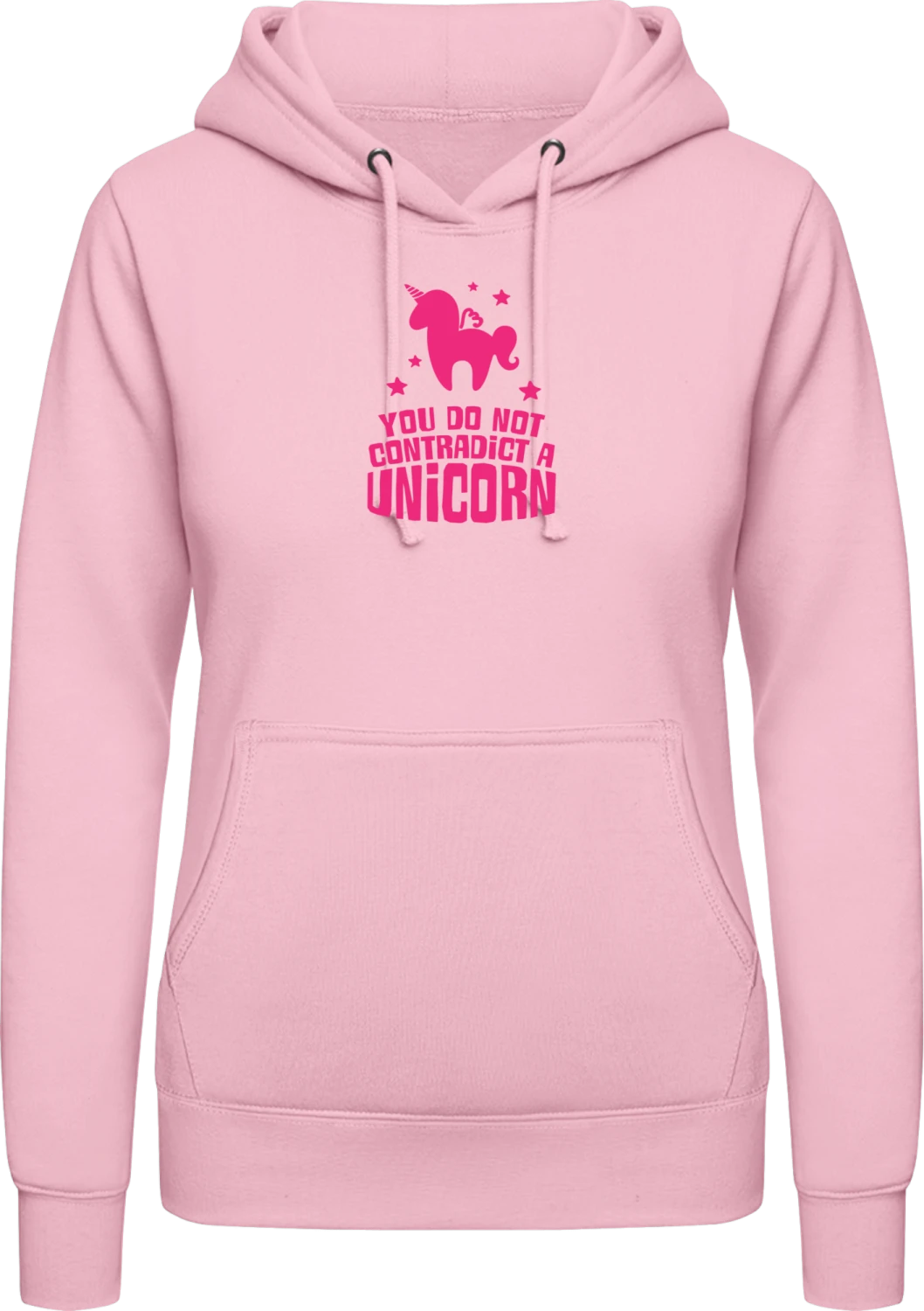 You Do Not Contradict A Unicorn - Baby pink AWDis ladies hoodie - Front