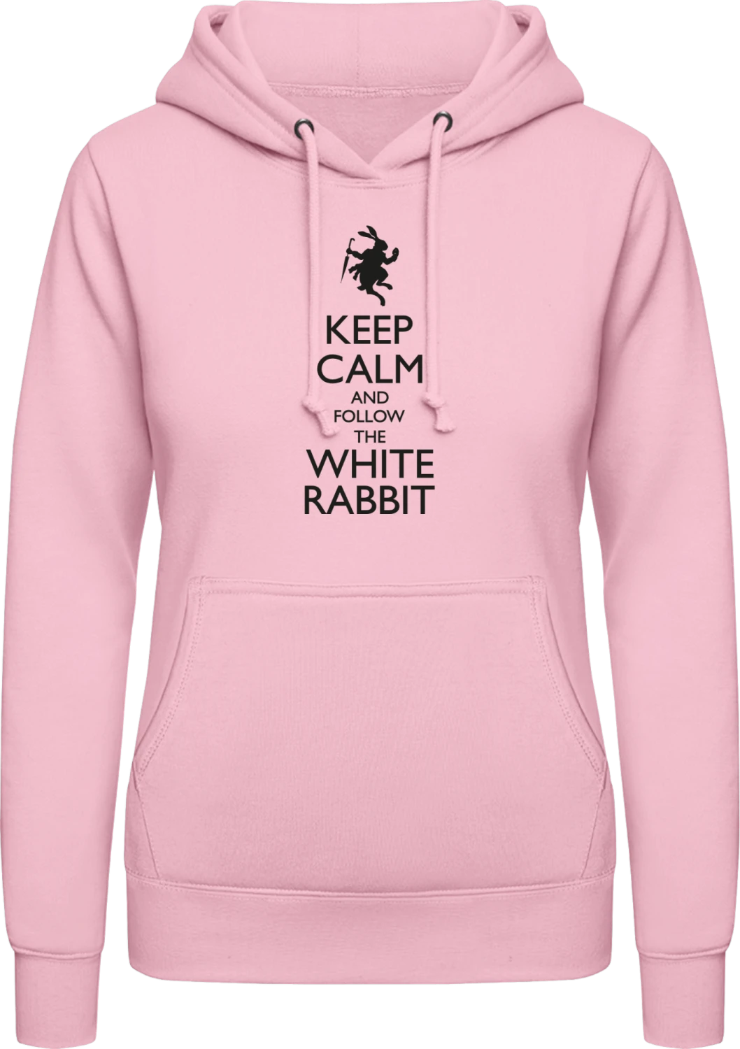 Keep Calm And Follow The White Rabbit - Baby pink AWDis ladies hoodie - Front