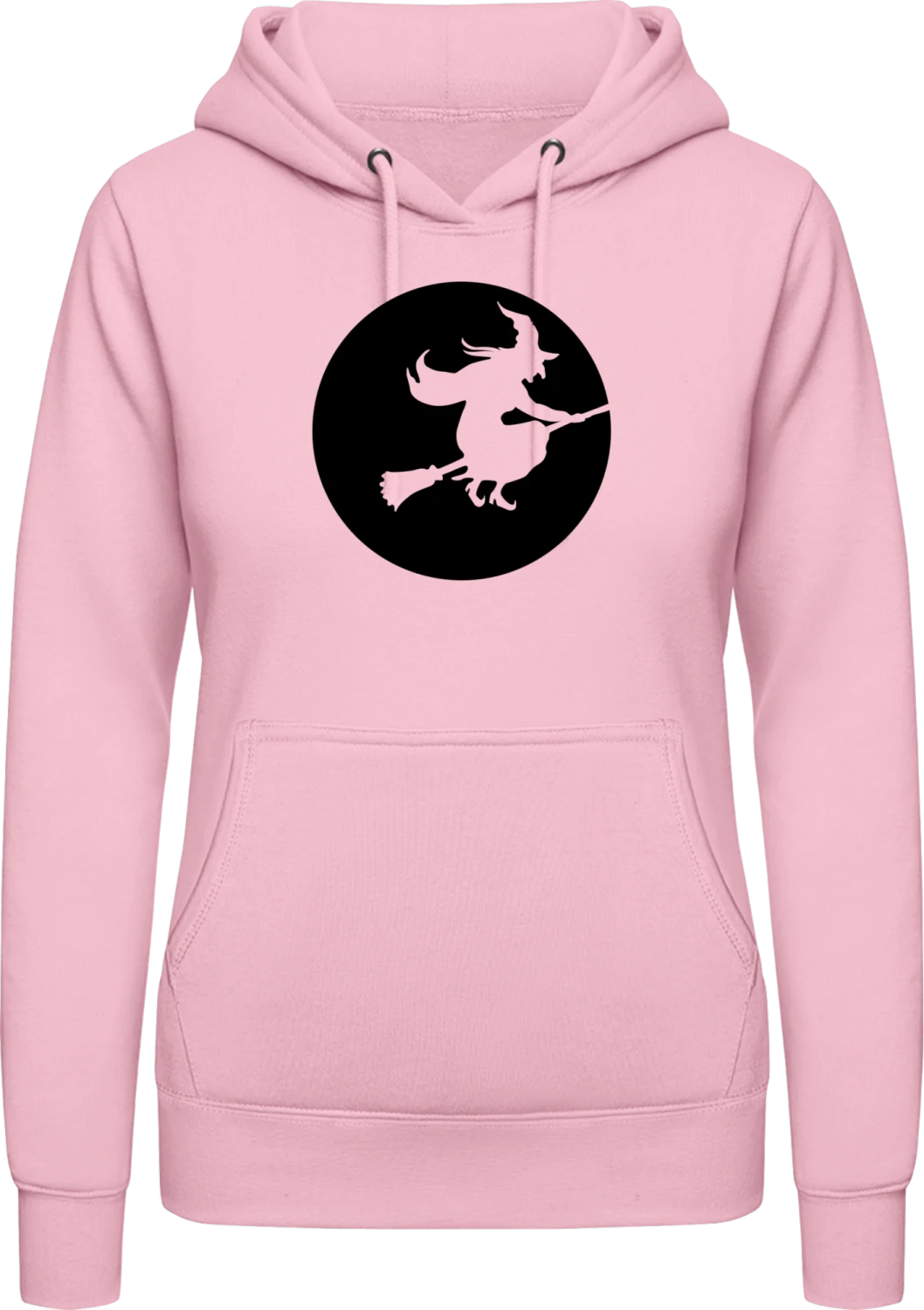 Witch Moon Silhouette - Baby pink AWDis ladies hoodie - Front