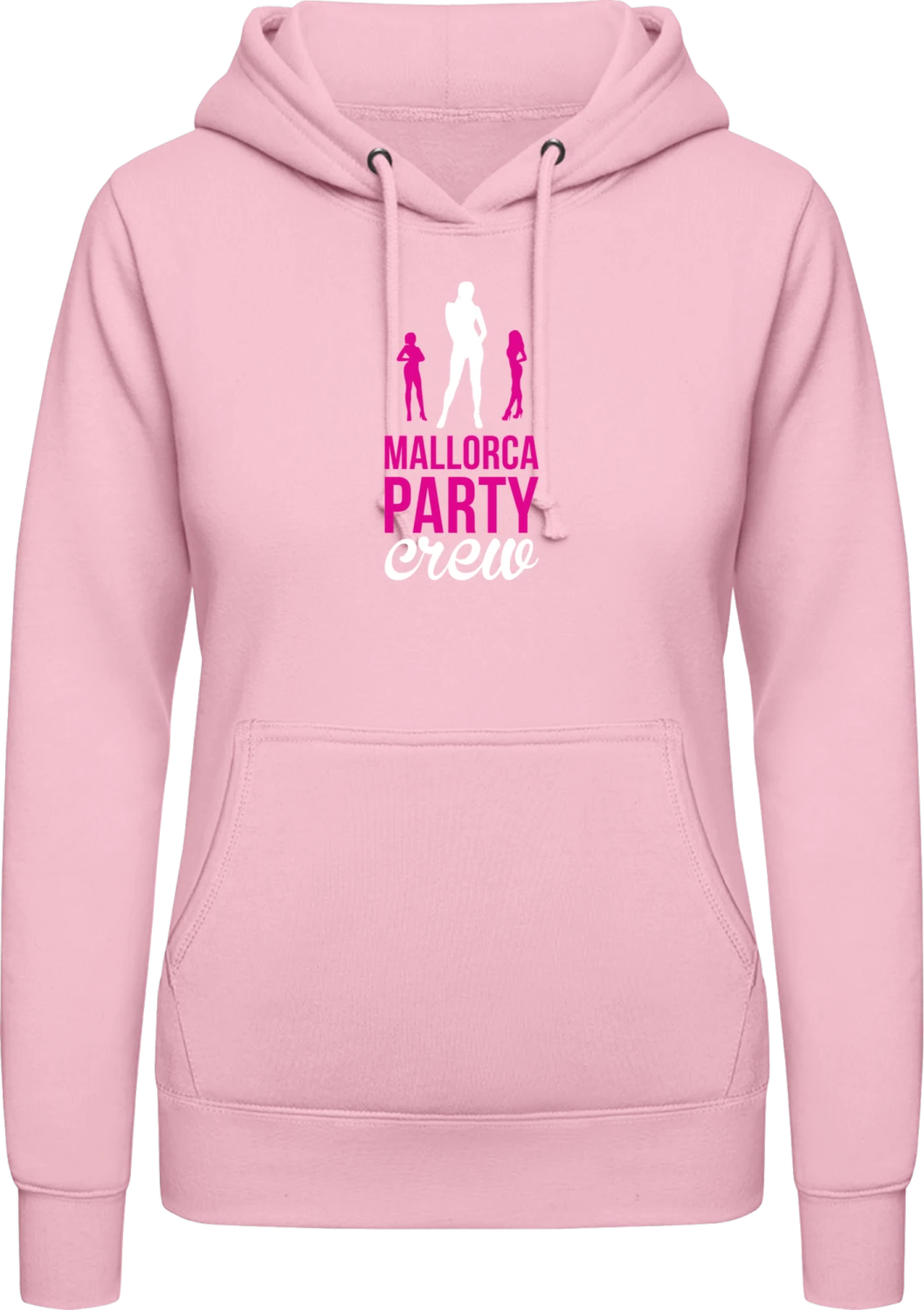 Mallorca Party Crew - Baby pink AWDis ladies hoodie - Front